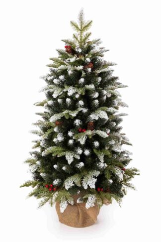 Choinka sztuczna mała ozdobna w doniczce PE Jodła Ośnieżona przed domem