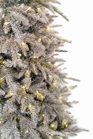 Choinka sztuczna ośnieżona PE Jodła Biała slim z lampkami LED