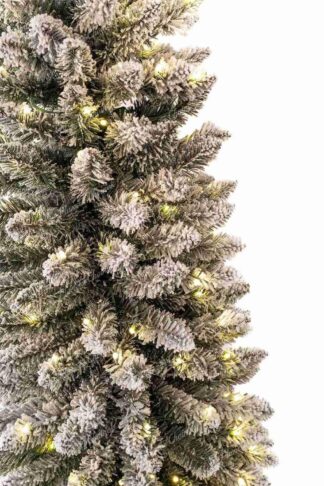 Choinka sztuczna ośnieżona Świerk Biały slim z wbudowanymi lampkami