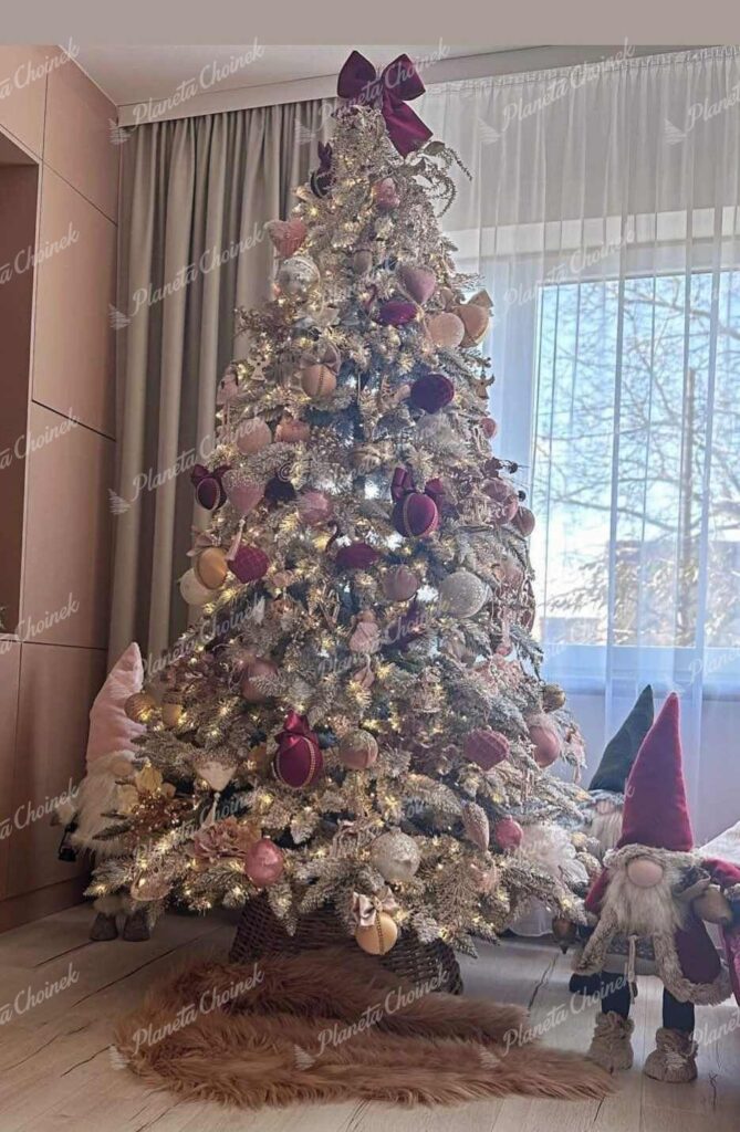 Ozdobiona choinka sztuczna biała Świerk Biały 250 cm