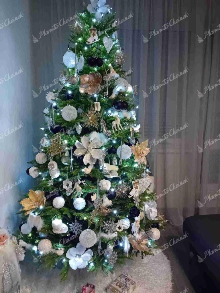 Ozdobiona choinka sztuczna jak żywa PE Jodła Kaukaska 210 cm