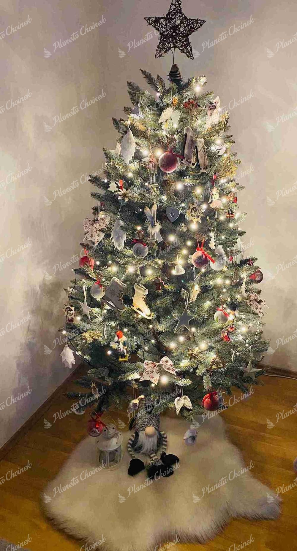 Ozdobiona choinka sztuczna Świerk Srebrny 150 cm