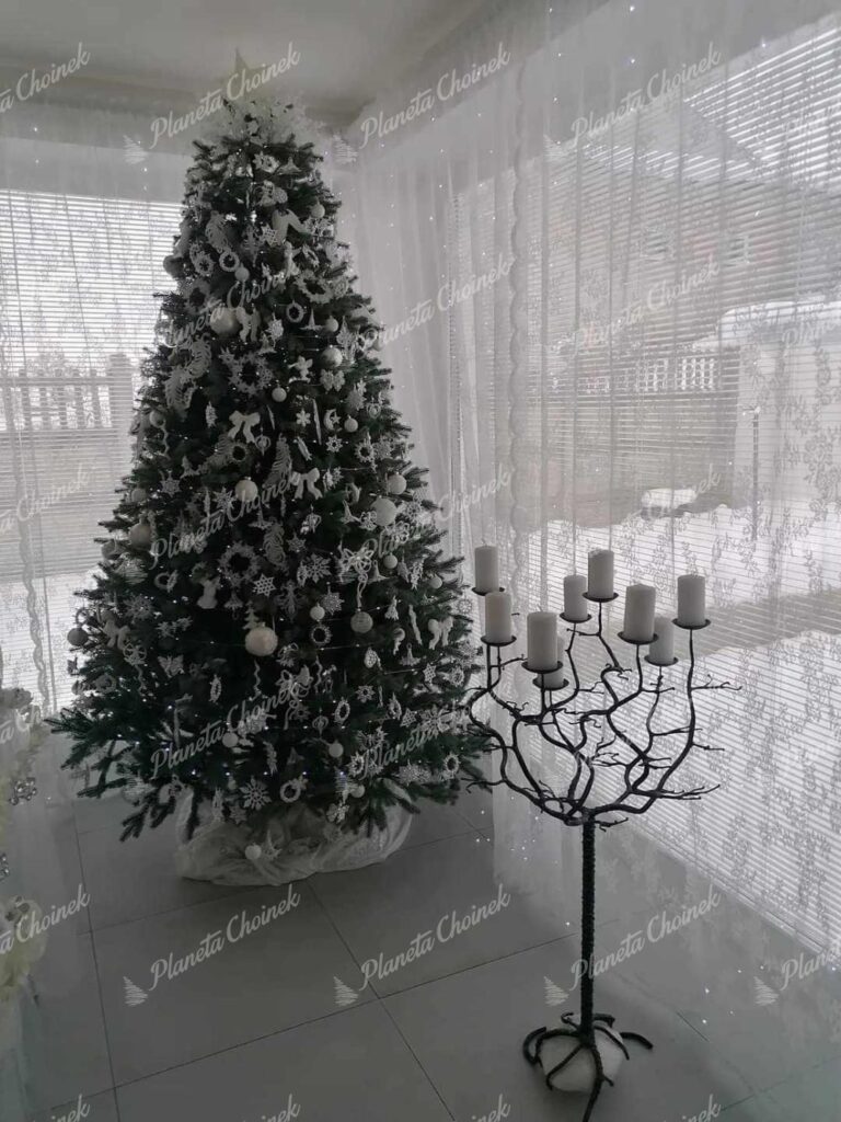 Ozdobiona ekskluzywna choinka sztuczna jak żywa 100% PE Świerk Lodowy 240 cm