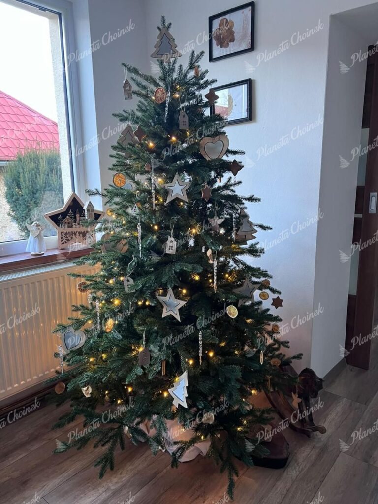 Ozdobiona choinka sztuczna jak żywa PE Świerk Górski 180 cm