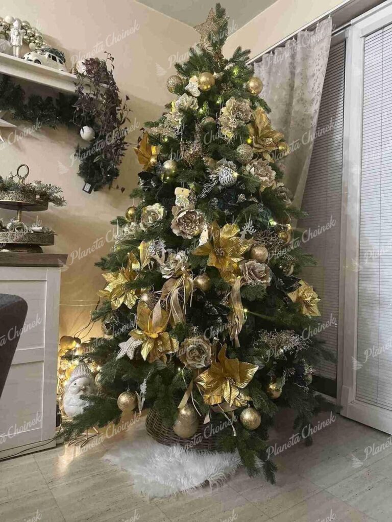 Ozdobiona nowoczesna choinka sztuczna jak żywa PE Świerk Ekskluzywny 210 cm