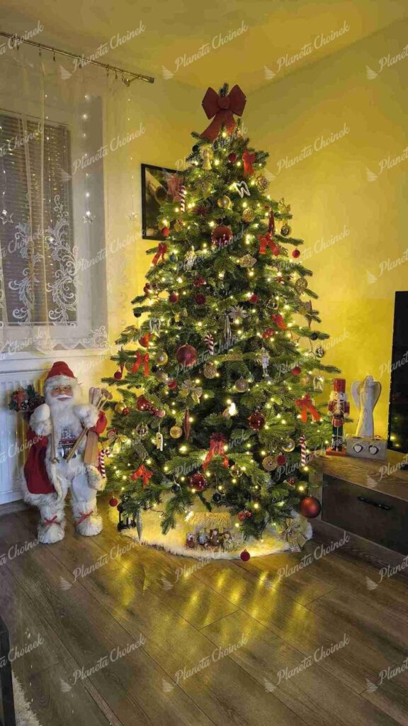 Ozdobiona nowoczesna choinka sztuczna jak żywa PE Świerk Ekskluzywny 210 cm