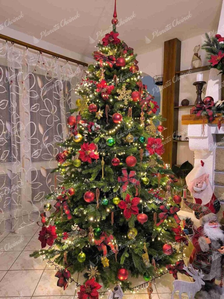 Ozdobiona nowoczesna choinka sztuczna jak żywa PE Świerk Ekskluzywny 210 cm