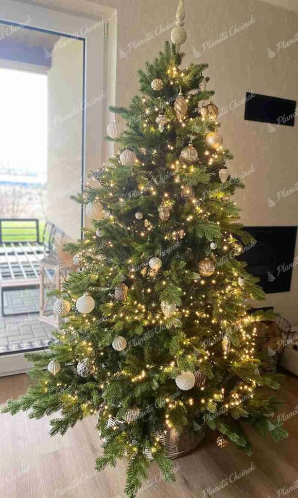 Ozdobiona nowoczesna choinka sztuczna jak żywa PE Świerk Ekskluzywny 210 cm