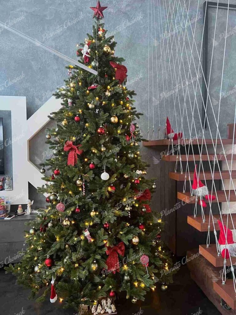 Ozdobiona nowoczesna choinka sztuczna jak żywa PE Świerk Ekskluzywny 300 cm
