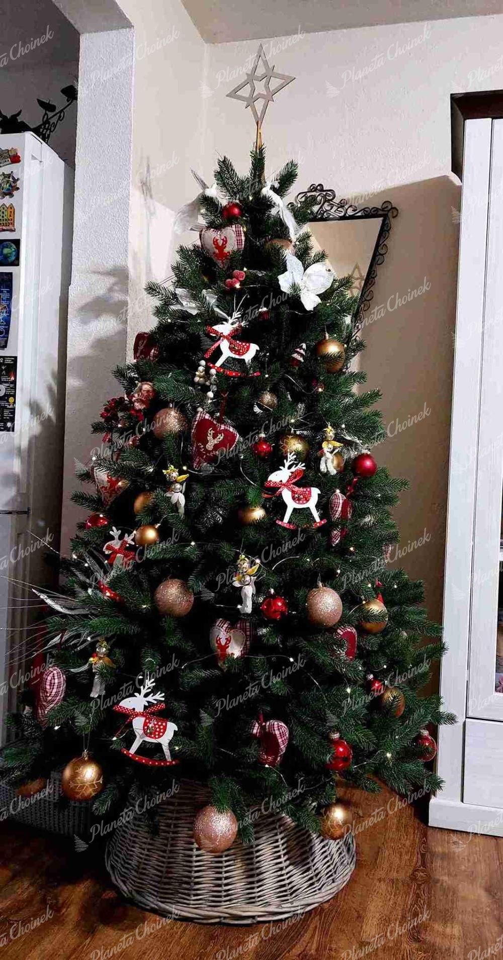Ozdobiona premium choinka sztuczna jak żywa 100% PE Świerk Fiński 210cm