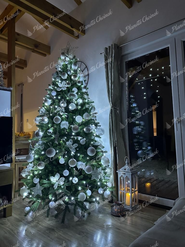 Ozdobiona premium choinka sztuczna jak żywa 100% PE Świerk Fiński 210cm