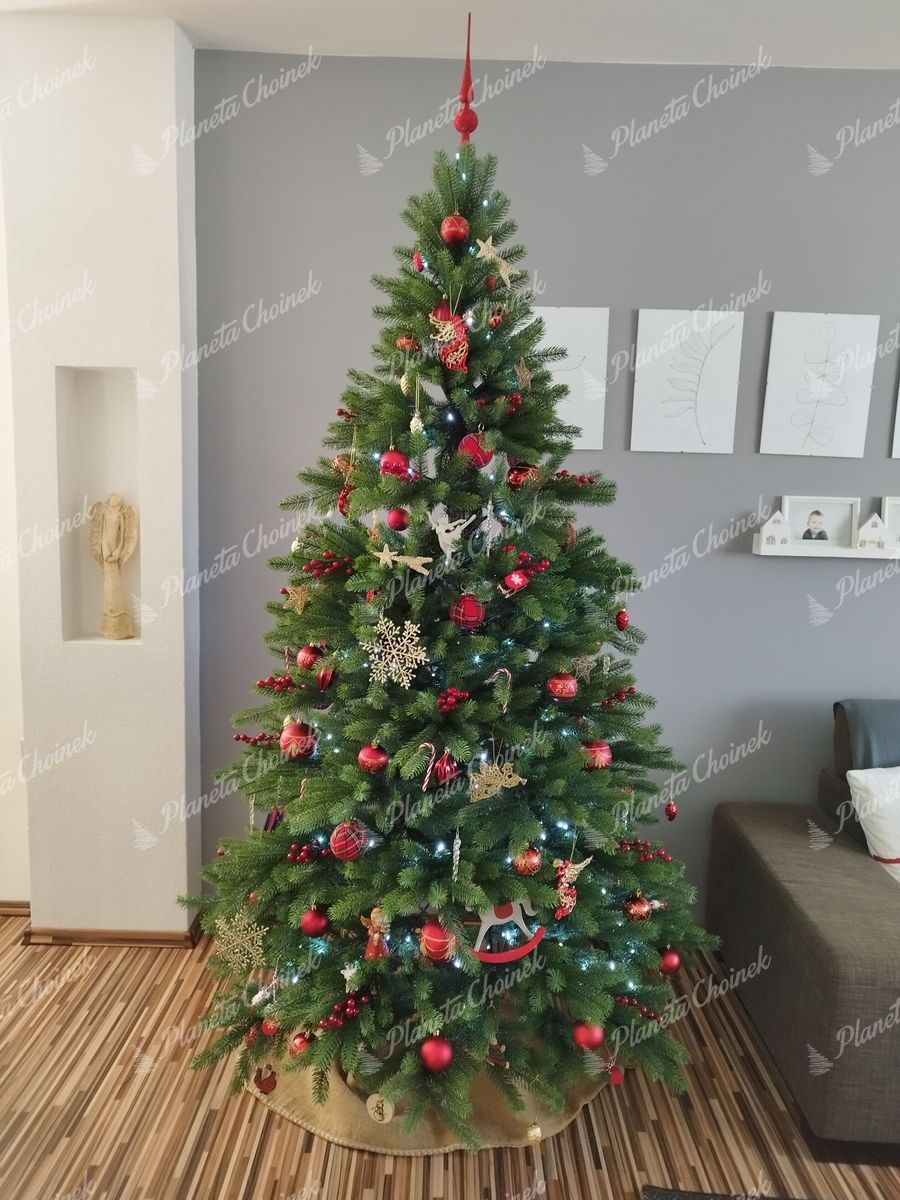Ozdobiona premium choinka sztuczna jak żywa 100% PE Świerk Fiński 210 cm