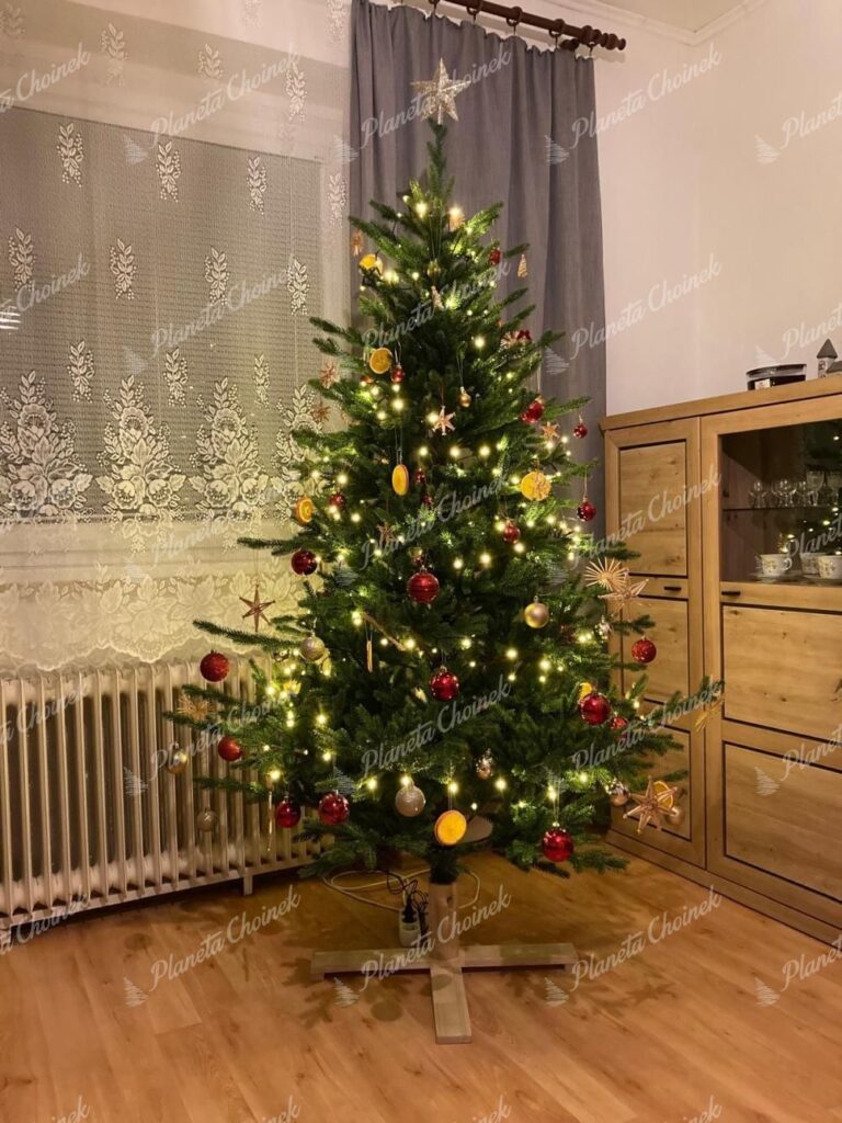 Ozdobiona premium choinka sztuczna jak żywa 100% PE Świerk Naturalny 180 cm