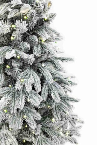 Ozdobna biała choinka sztuczna PE Świerk Arktyczny w doniczce ze światełkami