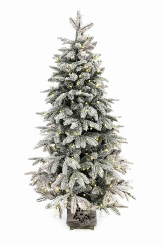 Ozdobna biała choinka sztuczna PE Świerk Arktyczny w doniczce ze światełkami