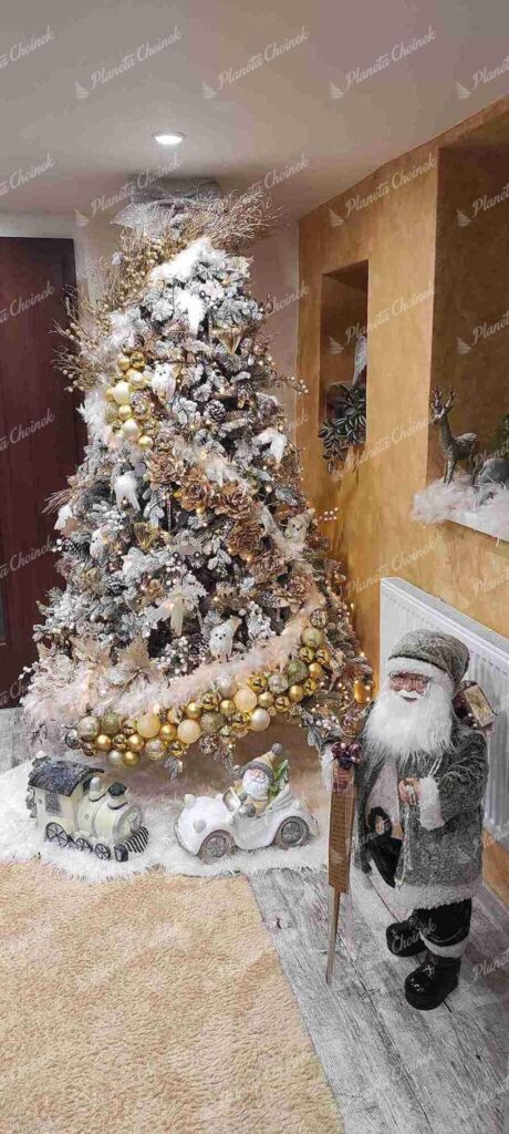 Ubrana choinka sztuczna biała PE Świerk Polarny 210 cm