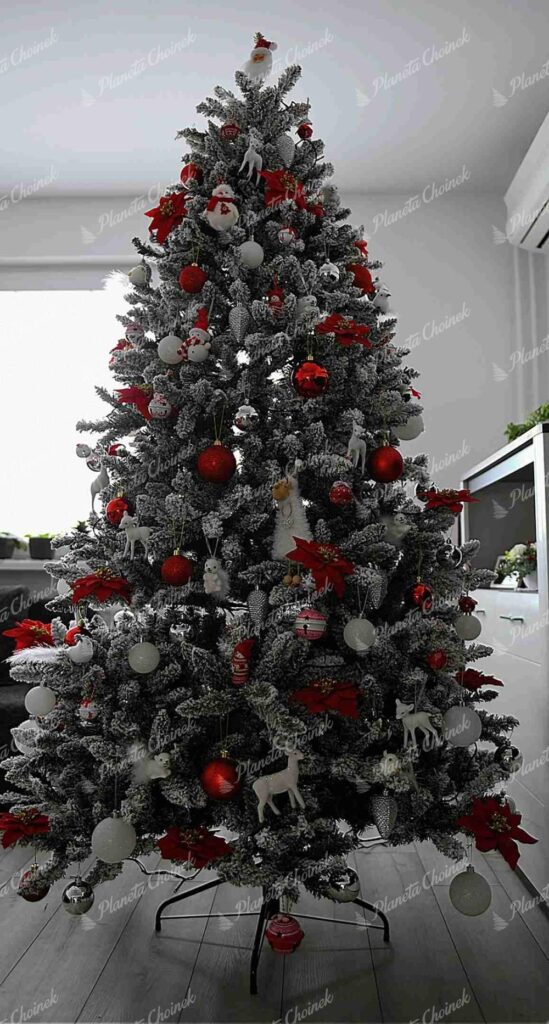 Ubrana choinka sztuczna biała Świerk Nordycki 210 cm