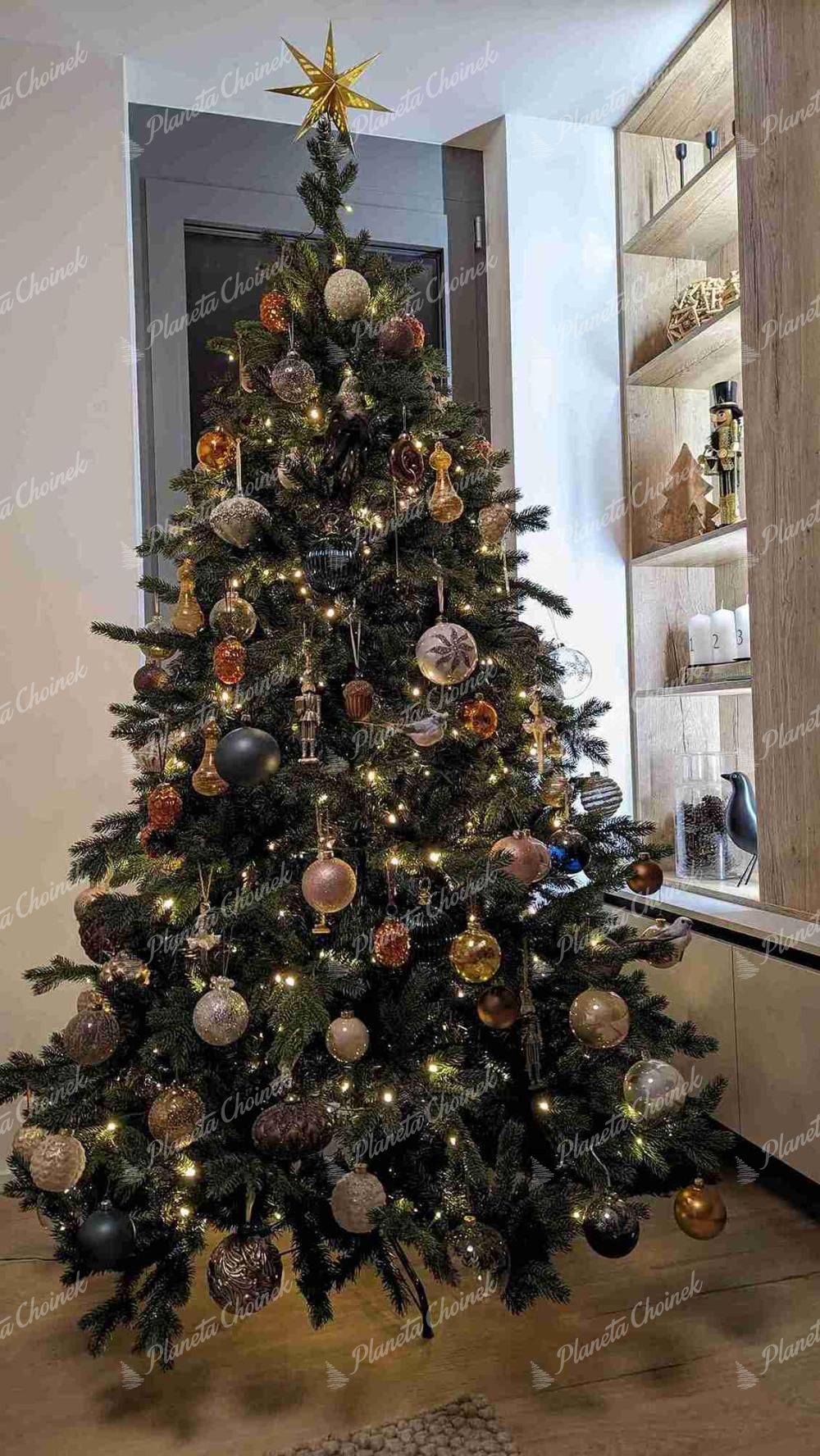 Ubrana choinka sztuczna jak żywa PE Świerk Ekskluzywny 210 cm z lampkami LED