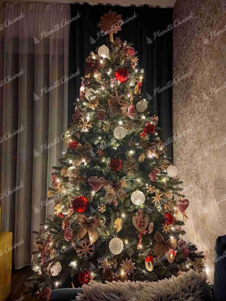 Ubrana ekskluzywna choinka sztuczna jak żywa PE Świerk Alpejski 210 cm