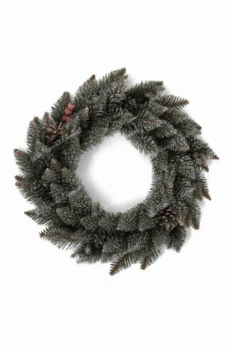 Wianek świąteczny Świerk Kryształowy 50 cm ekskluzywny na drzwi